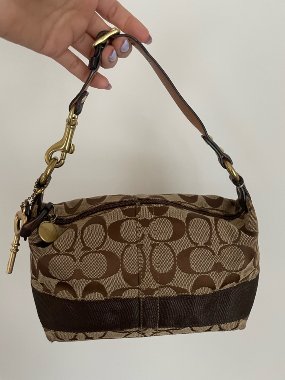 Vintage Coach Brown Signature Print Hand Bag